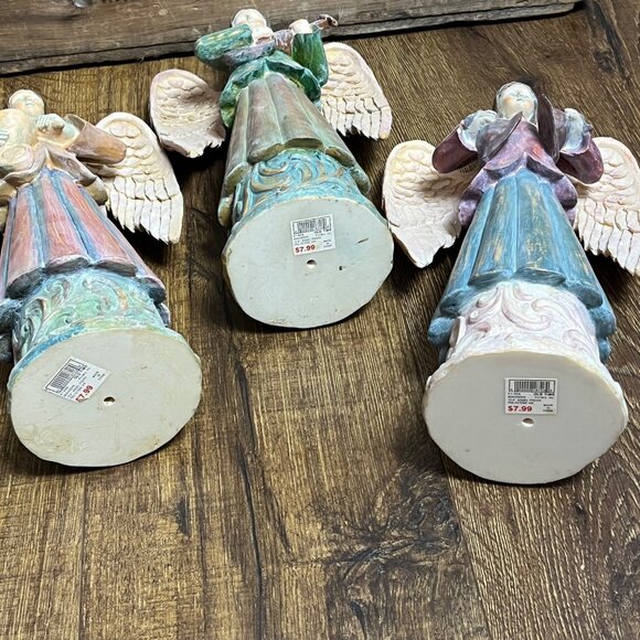 Old Time Pottery Decor 3 Angels w/ Instruments Figurines Polystone 12" - Picture 16 of 16